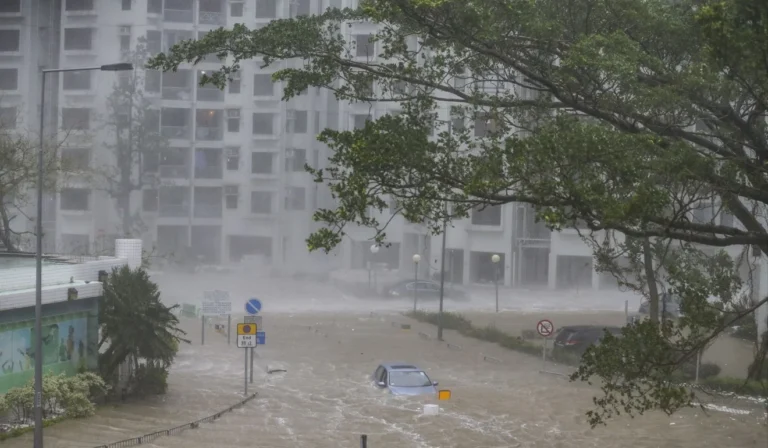 Typhoon Soaks Hong Kong Before Wipha Fades South
